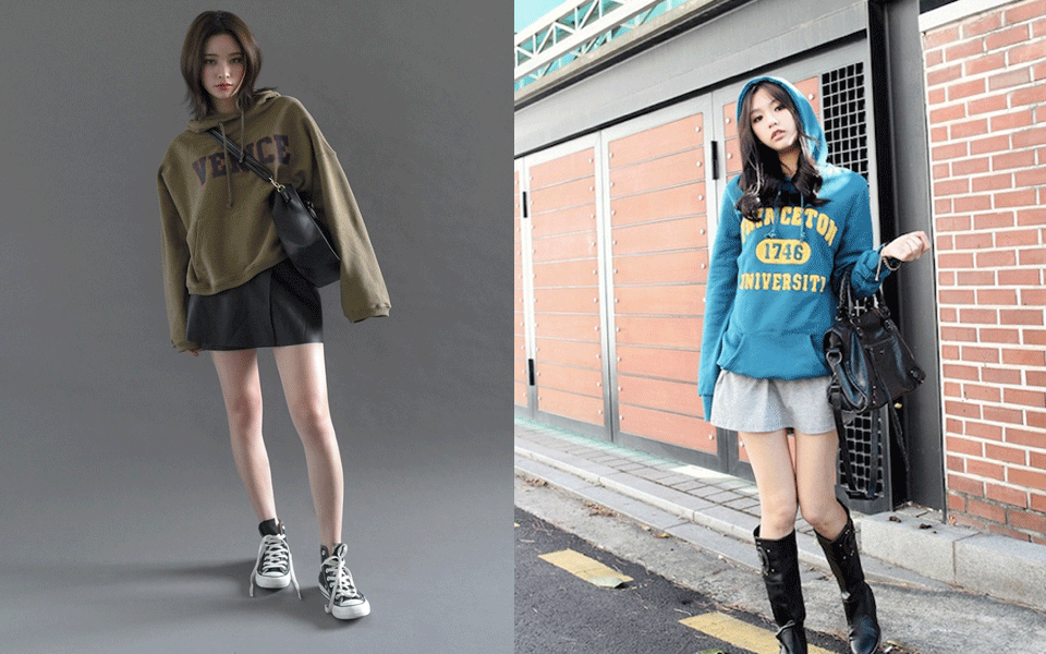 Cách phối áo hoodie với quần jeans và chân váy thế chỗ áo khoác nữ đúng  chất thời trang Hàn Quốc