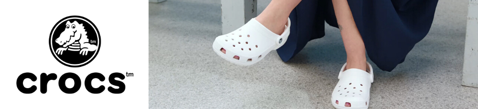 white crocs on feet